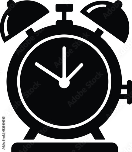 Alarm clock wake up reminder time measurement object concept design hours minutes sleep morning deadline symbol vintage classic style black
