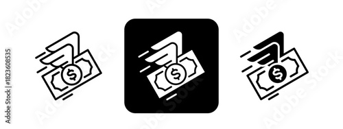 Financial Freedom  Solid color and black line drawing vector illustration set