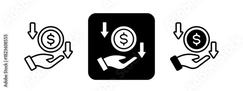 Passive Income  Solid color and black line drawing vector illustration set