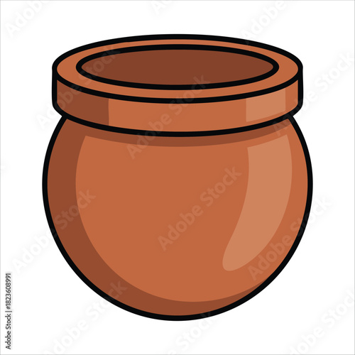 Handcrafted clay pot isolated vector illustration on white background