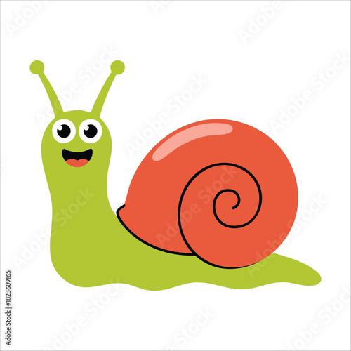 garden snail with spiral shell crawling slowly isolated vector illustration on white background