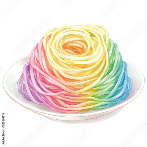 a cute Spaghett dyed in rainbow colors rolled neat