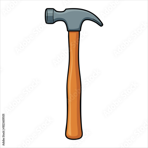 Metal hammer tool for construction and repair work isolated vector illustration on white background