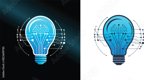 AI innovation light bulb vector icon.