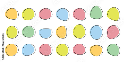Blob shapes colorful and black collection vector design elements isolated. Random blob circles icon set. Isolated on a white background .  eps 10