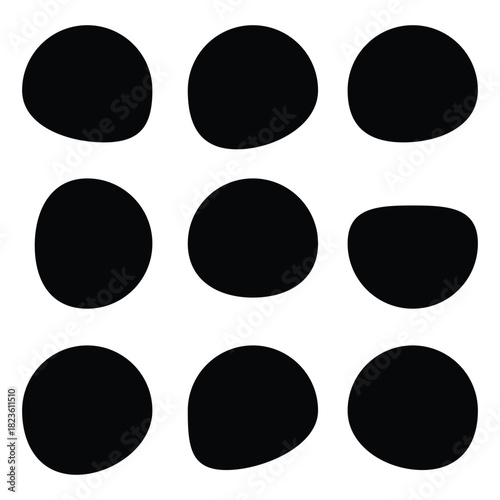 Blob shapes colorful and black collection vector design elements isolated. Random blob circles icon set. Isolated on a white background.  eps 10 
