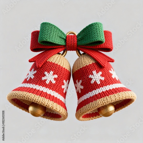 Knitted Christmas bells with bow