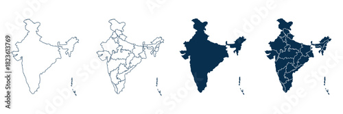 India map vector illustration, scribble sketch Republic India map, Indian map silhouette, Indian country . vector illustration of India map . eps 10 