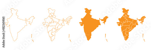 India map vector illustration, scribble sketch Republic India map, Indian map silhouette, Indian country . vector illustration of India map . eps 10 