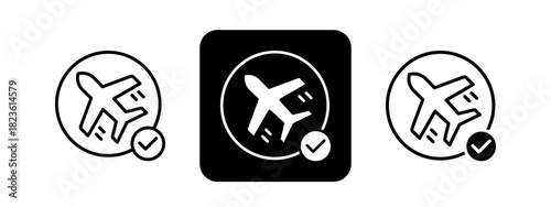 Flight  Solid color and black line drawing vector illustration set