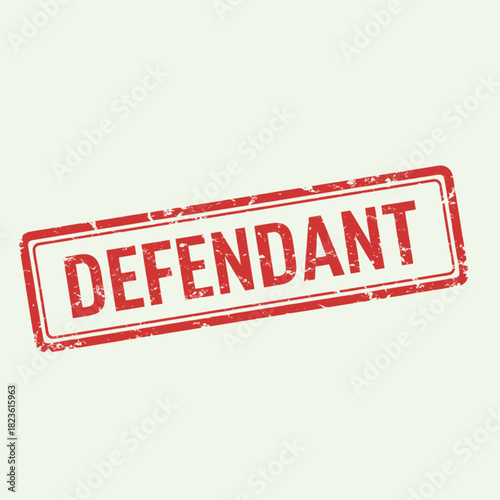 A rectangular red stamp with the word "DEFENDANT" in capital letters, indicating legal context.
