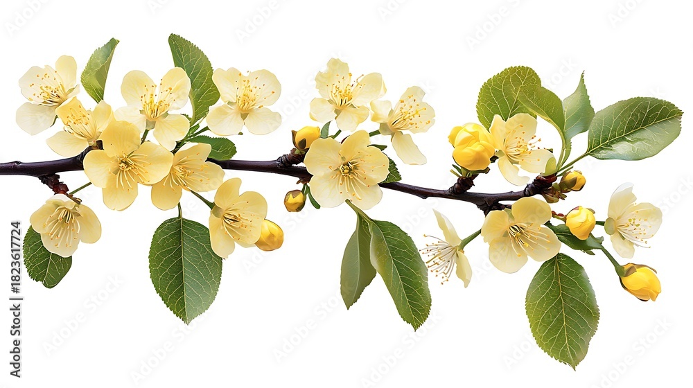 Obraz premium Vibrant yellow petals brightening delicate floral branch high resolution picture