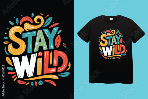 Roam far stay wild nature typography vector t shirt design with minimalist font for outdoor adventurers and nature-inspired graphic apparel prints