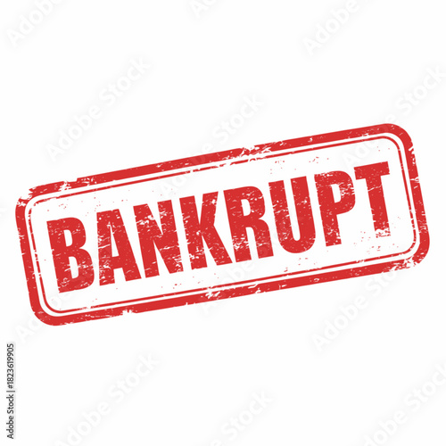 Red grunge rubber stamp imprint with the word BANKRUPT isolated on a white background.