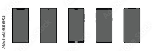 Smart Phone icon set illustration. Call sign and symbol . Smartphone frame mockup vector set with different notch styles and bezel designs . eps 10