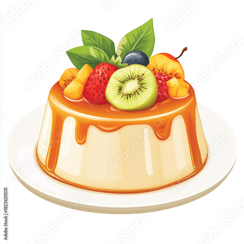  Delicious Dessert with Cream Caramel and Fresh Fruit Toppings