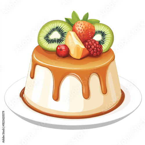  Delicious Dessert with Cream Caramel and Fresh Fruit Toppings