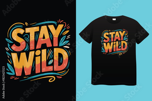 Roam far stay wild nature typography vector t shirt design with minimalist font for outdoor adventurers and nature-inspired graphic apparel prints