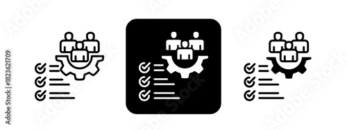 Workforce  Solid color and black line drawing vector illustration set