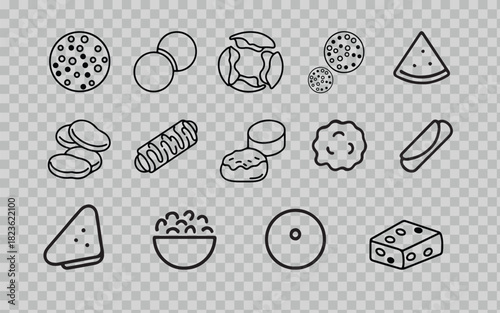 Variety of sweet and savory food icons