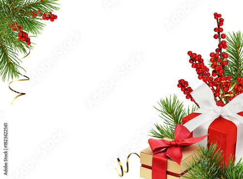 Red and golden gift boxes w...