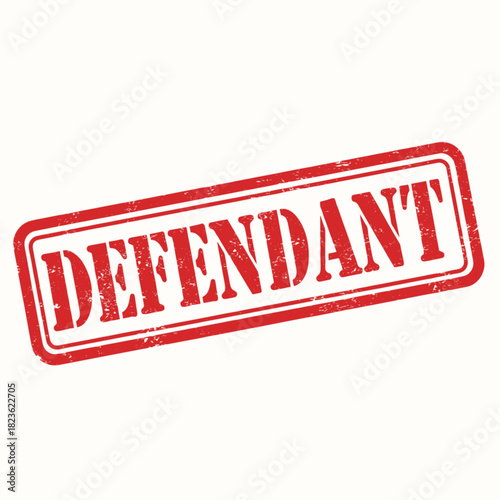 A red rubber stamp with the word "DEFENDANT" in capital letters, angled on a white background.