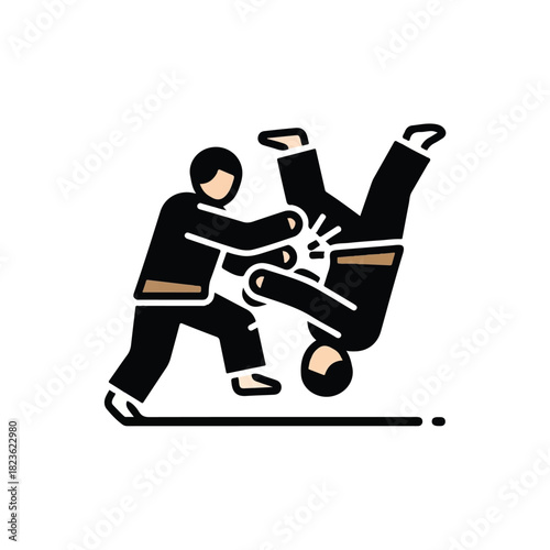 Martial Arts Icon Judo Throwing Technique Illustrating Action and Skill