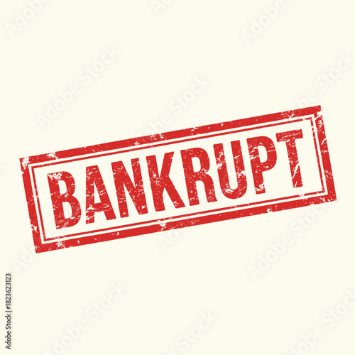 A distressed red rubber stamp imprint with the word BANKRUPT in capital letters on a light background.