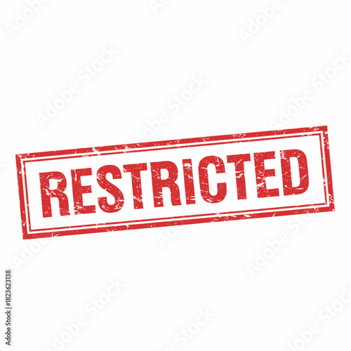A red rectangular stamp with the word RESTRICTED in bold white letters, indicating a prohibition or limitation.