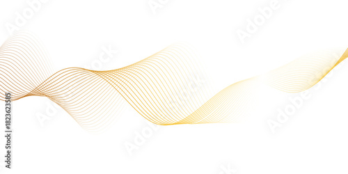 Abstract golden wavy lines Digital frequency track equalizer background. Curved wave smooth stripe seamless pattern. Wave lines created using blend tool. graphic design template banner business wave.