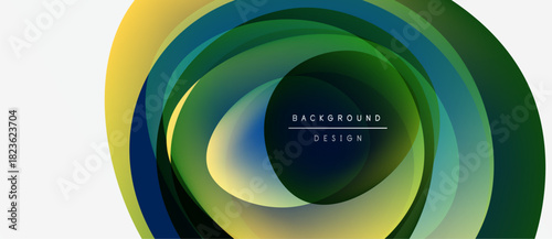 Abstract layers create dynamic visual effect. Colors blend, forming circular composition. Modern design element for backgrounds.