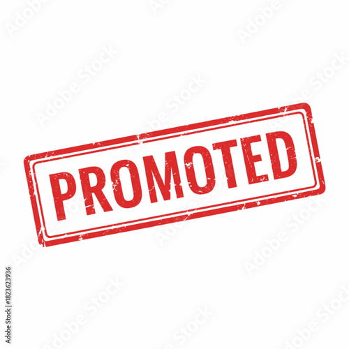 A red rubber stamp with the word "PROMOTED" in bold, distressed white lettering.