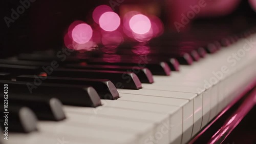 Close Up of Piano Keys with Pink Bokeh Lights 4K 10s 52529830 1