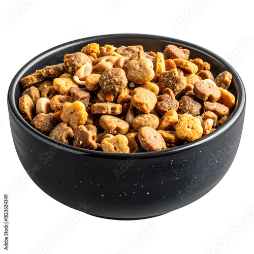 Fototapeta Naklejka Na Ścianę i Meble -  Mini bunny chow curry in a small bread bowl on a dark plate, a south african street food isolated on white background