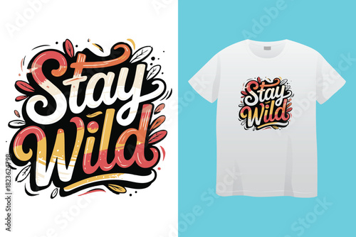 Roam far stay wild nature typography vector t shirt design with minimalist font for outdoor adventurers and nature-inspired graphic apparel prints