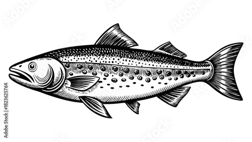 Vector illustration of a salmon isolated on white background