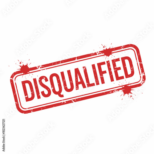 A red rectangular stamp with the word DISQUALIFIED in bold white letters, angled slightly.