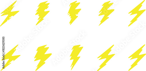 Vector lightning bolt set illustration with golden autumn star leaf design symbol pattern