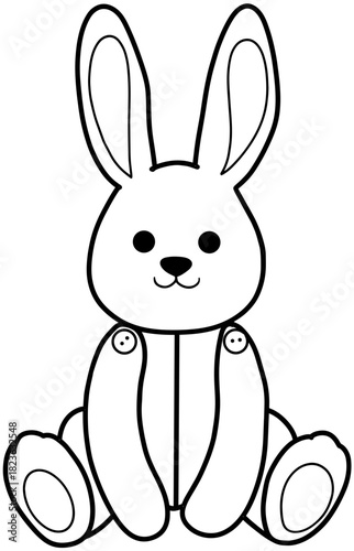 앉아있는 토끼인형 라인