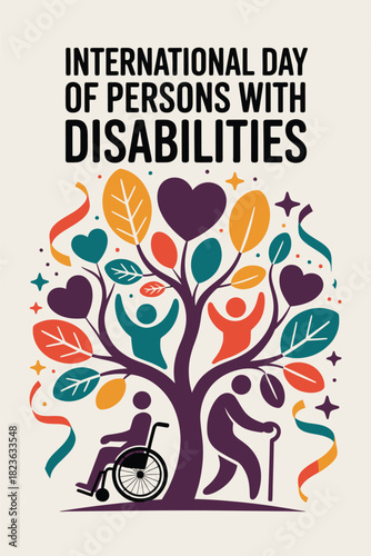 International Day of Persons with Disabilities with Tree of Life and Colorful Symbols