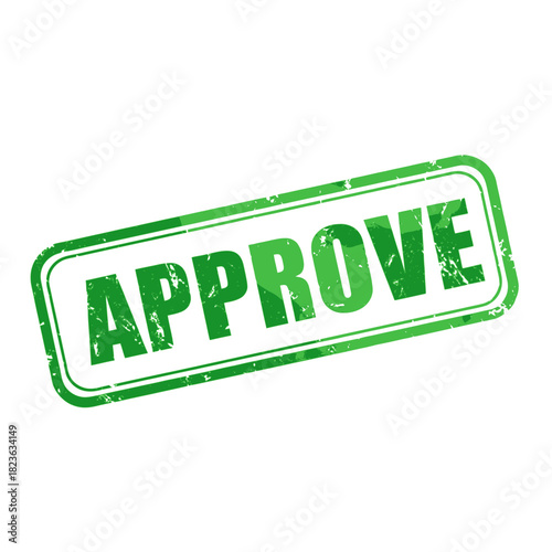 A green rubber stamp with the word APPROVE embossed on it, signifying approval or acceptance.