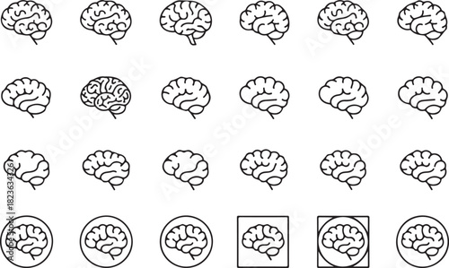 People brain line icons