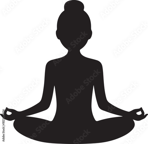 Meditative Silhouette A serene girl meditates in lotus pose with focus and balance on transparent backdrop