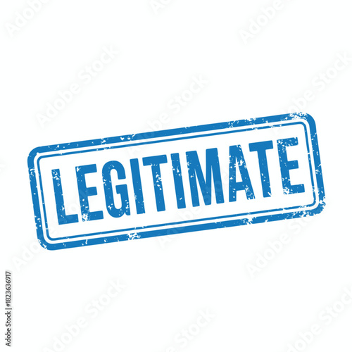 A blue rectangular stamp with the word LEGITIMATE, indicating authenticity and validation.