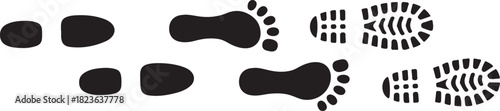Set different human footprints. Baby footprint - stock vector