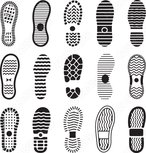 Shoe soles vector silhouettes collection
