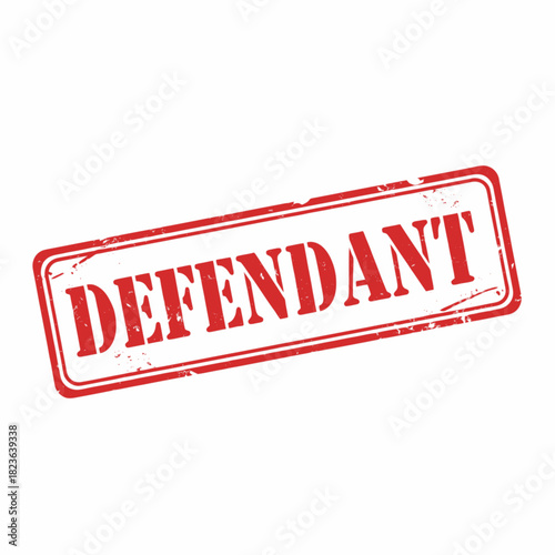 A red rubber stamp with the word DEFENDANT imprinted in bold, distressed letters.