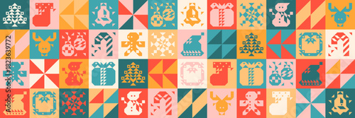 Pattern Christmas full Ornaments Abstract Retro. Designed for interior decor, product packaging, and trendy digital assets Christmas Abstract Bg.