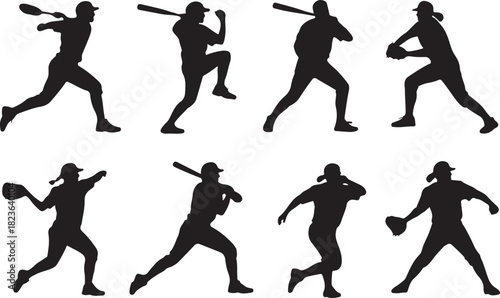 Softball silhouettes