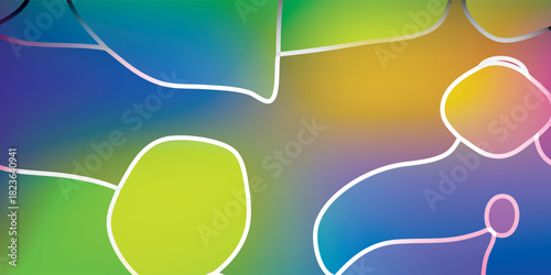 Abstract Colorful Shapes with White Outlines and Gradient Background.